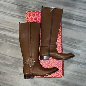 Tory Burch Almond Amanda Riding Boot Leather Size 9
